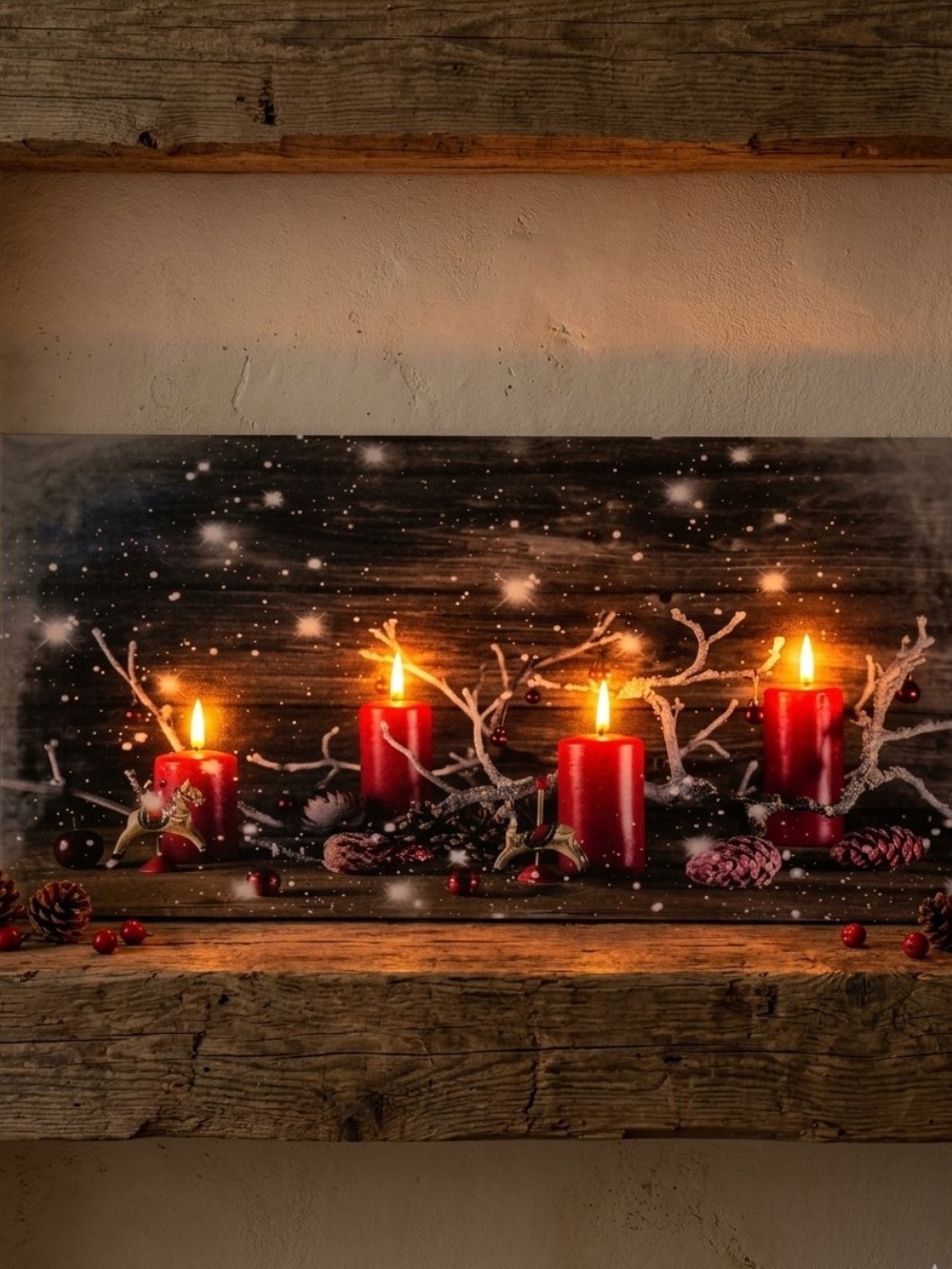 Holiday Red Candle Wall Art Canvas 
Festive
Battery operated
Lights Up